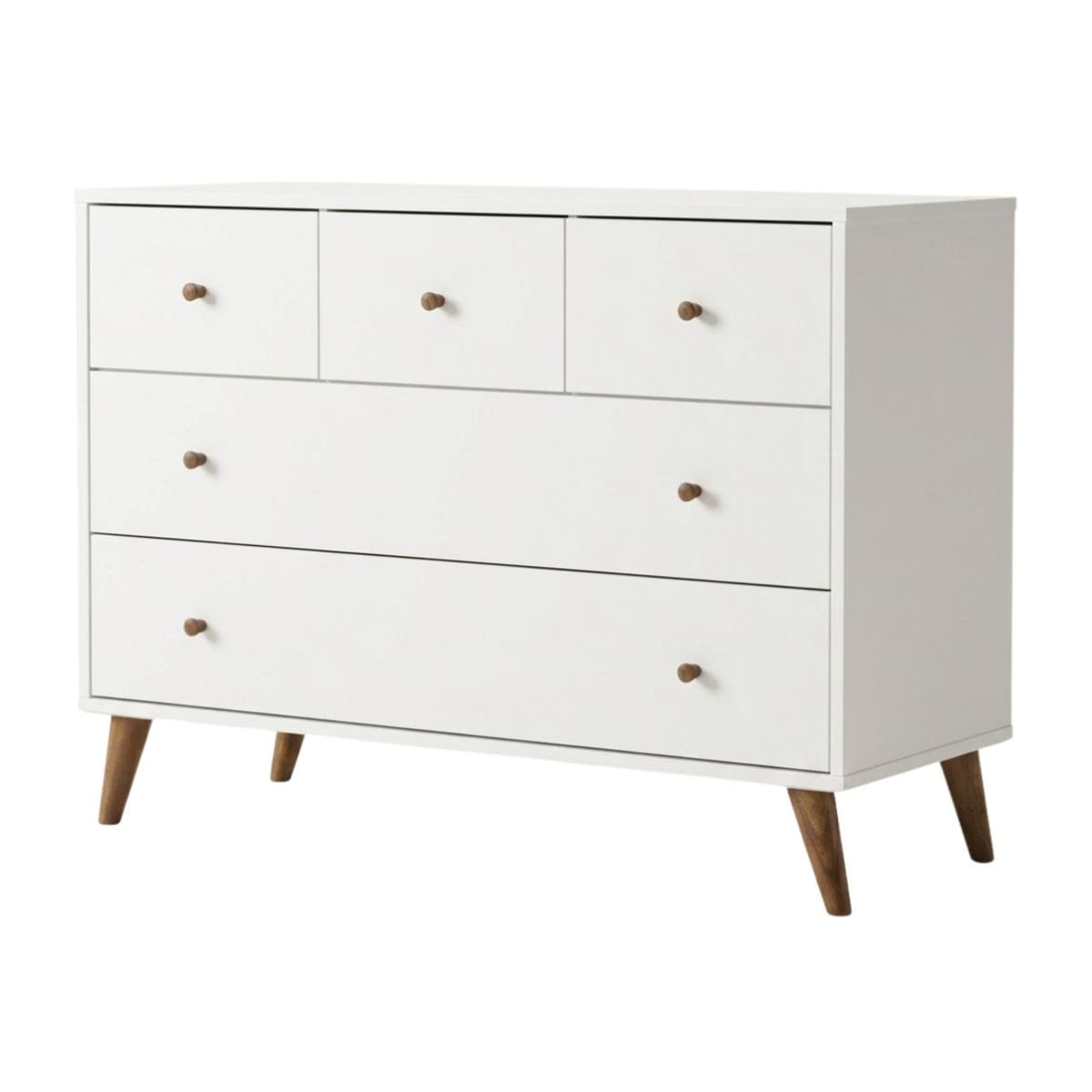 Dadada Austin 5-Drawer Dresser - White / Walnut Oak