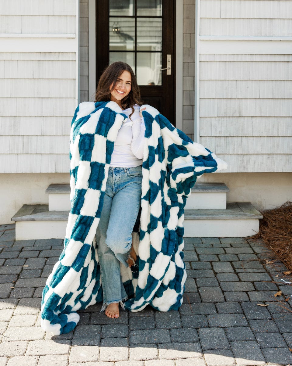 Hugs Check Brewer Blue Blanket - Image 3