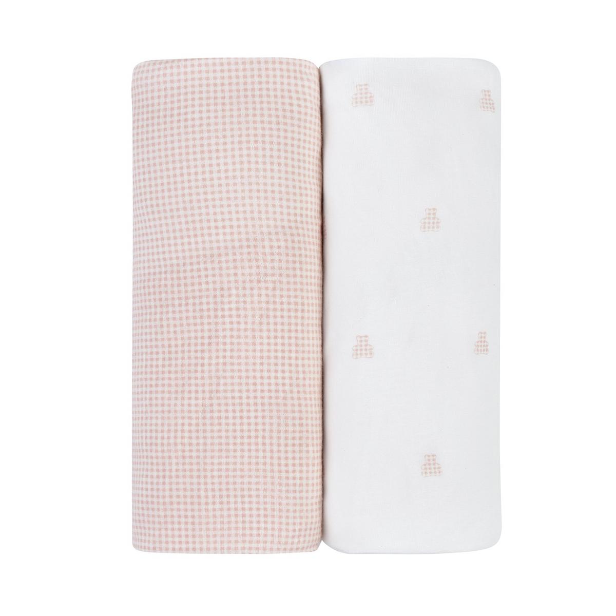 Ely's & Co. 2 Pack Changing Pad Covers - Gingham Bear Collection - Pink - Image 2