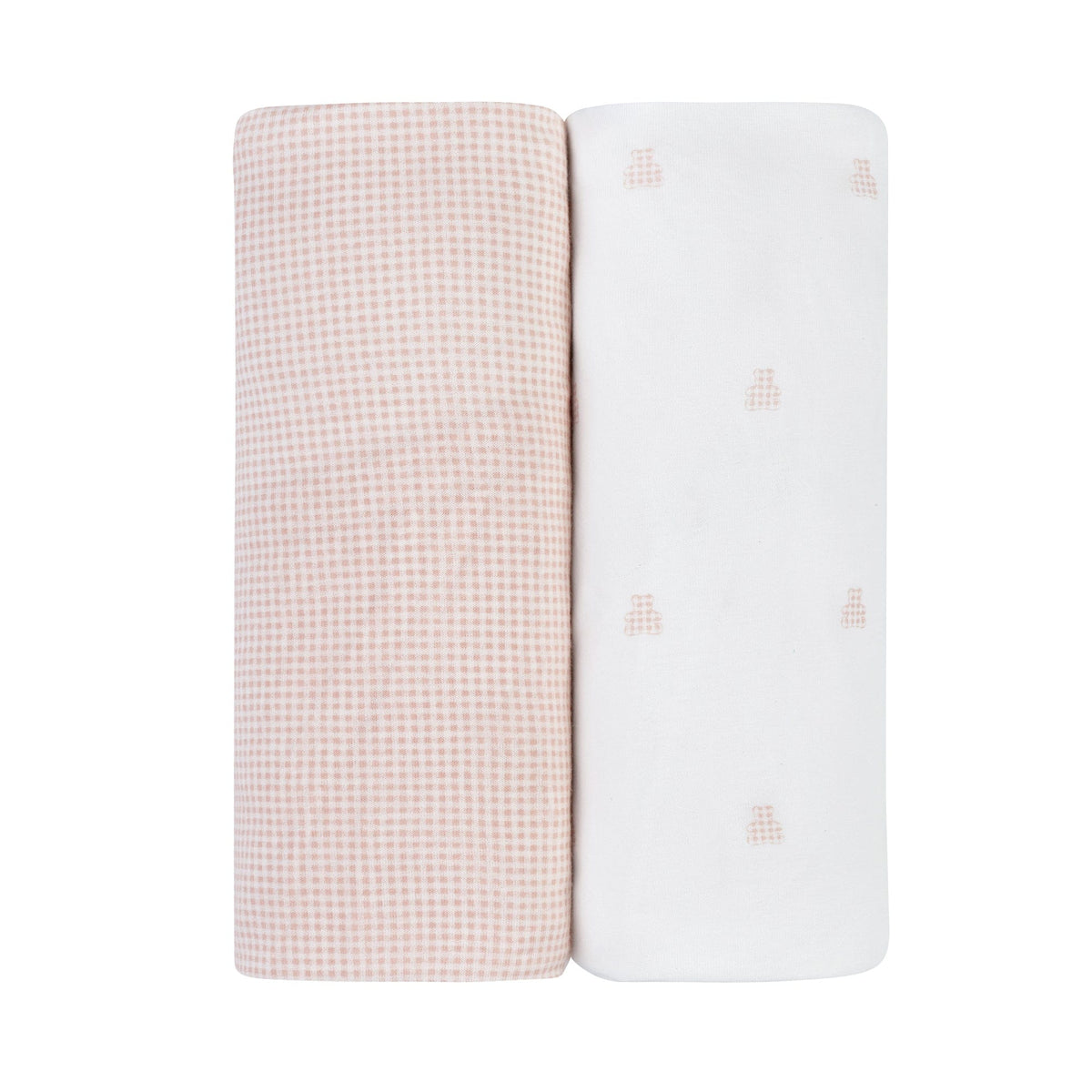 Ely's & Co. 2 Pack Changing Pad Covers - Gingham Bear Collection - Pink