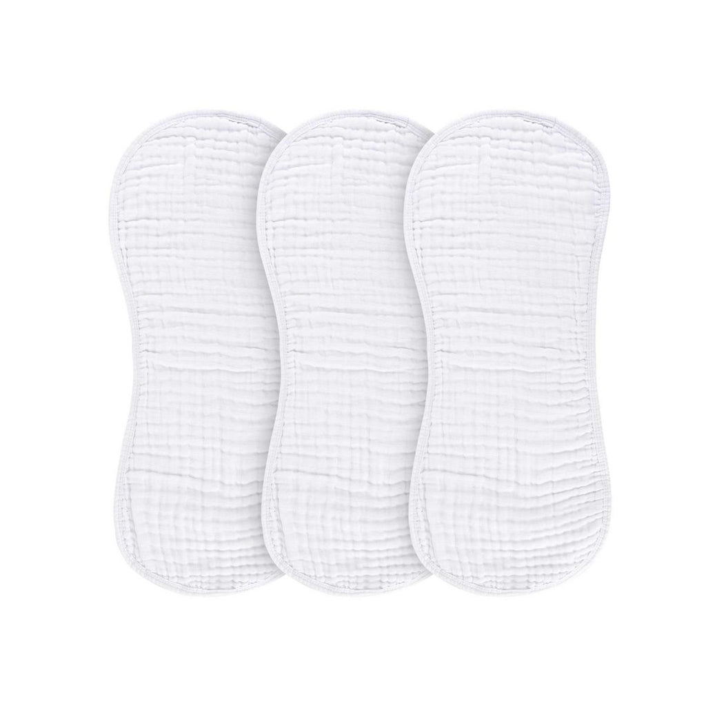Ely's & Co. 3 Pack Muslin Burp Cloths - Solid White - Image 2