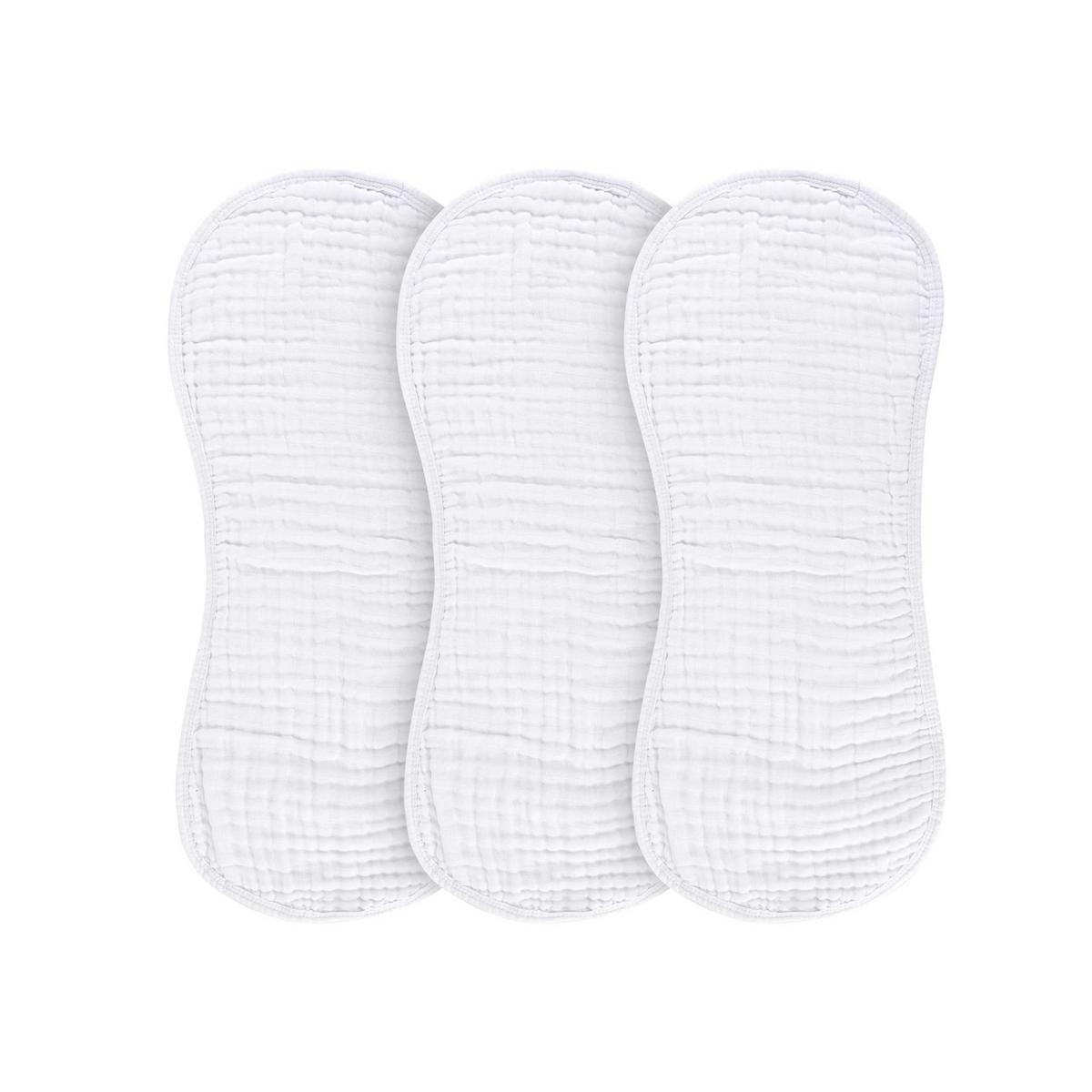 Ely's & Co. 3 Pack Muslin Burp Cloths - Solid White - Image 2