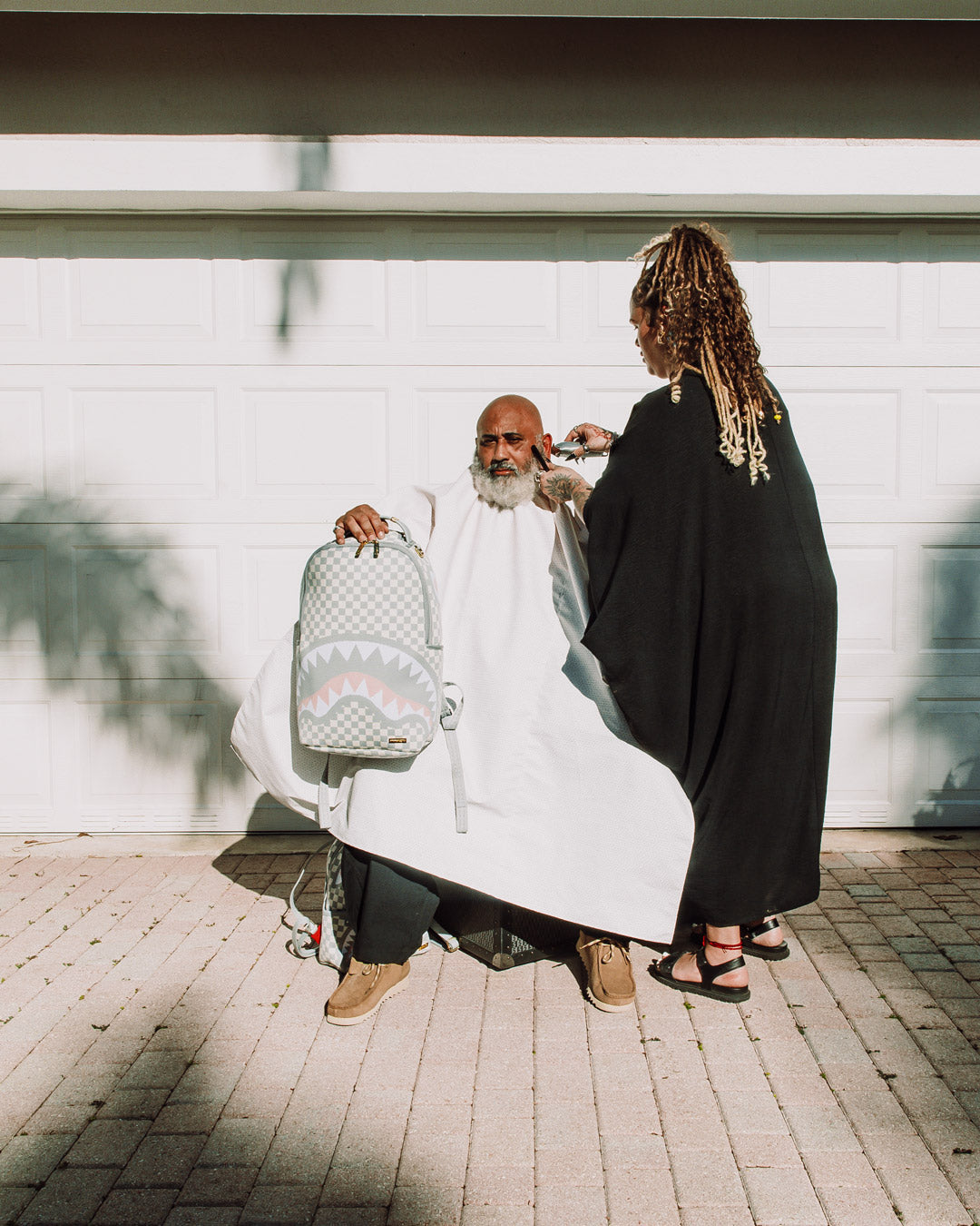 Knit Sharks in Paris in Cream Dlx Backpack - Image 4