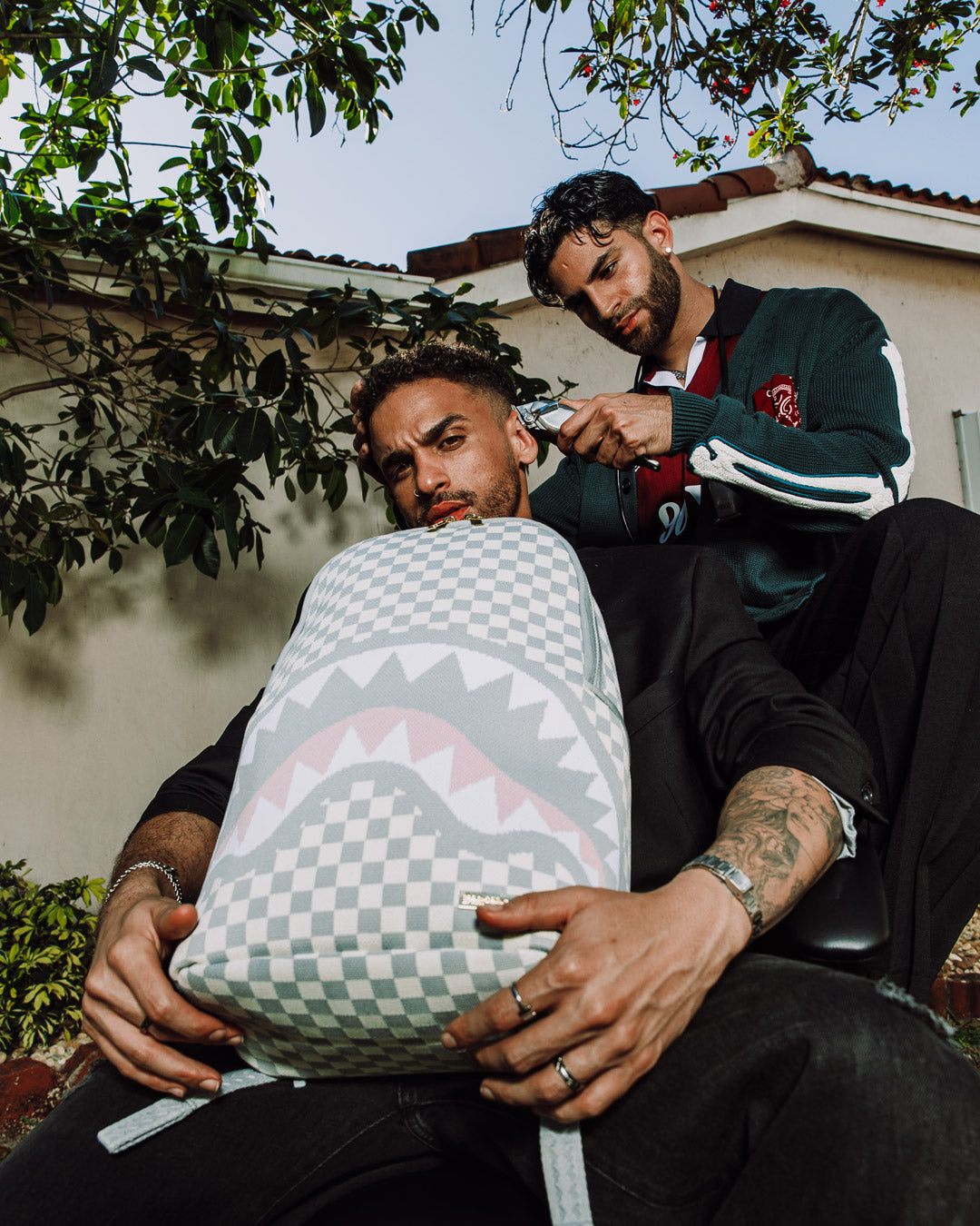 Knit Sharks in Paris in Cream Dlx Backpack - Image 2