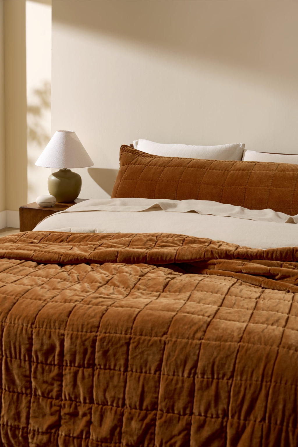 Hand Stitched Velvet Body Pillow Cover (Tobacco) - Image 2