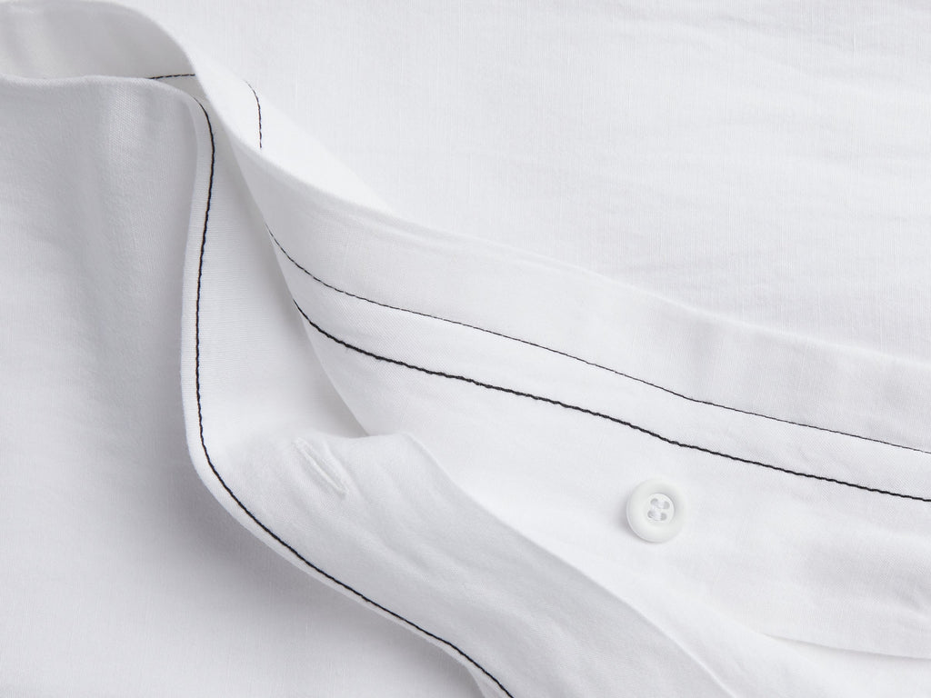 Linen Tencel Duvet Cover - FINAL SALE (White with Black) - Image 3