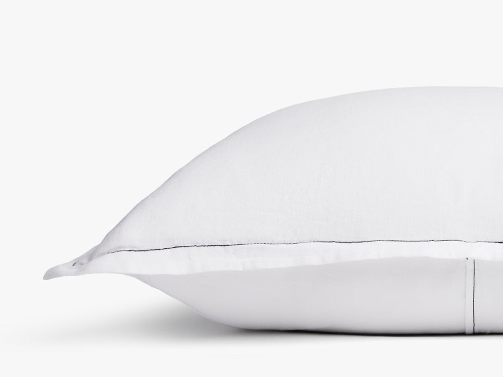 Linen Tencel Euro Sham - FINAL SALE (White with Black) - Image 3