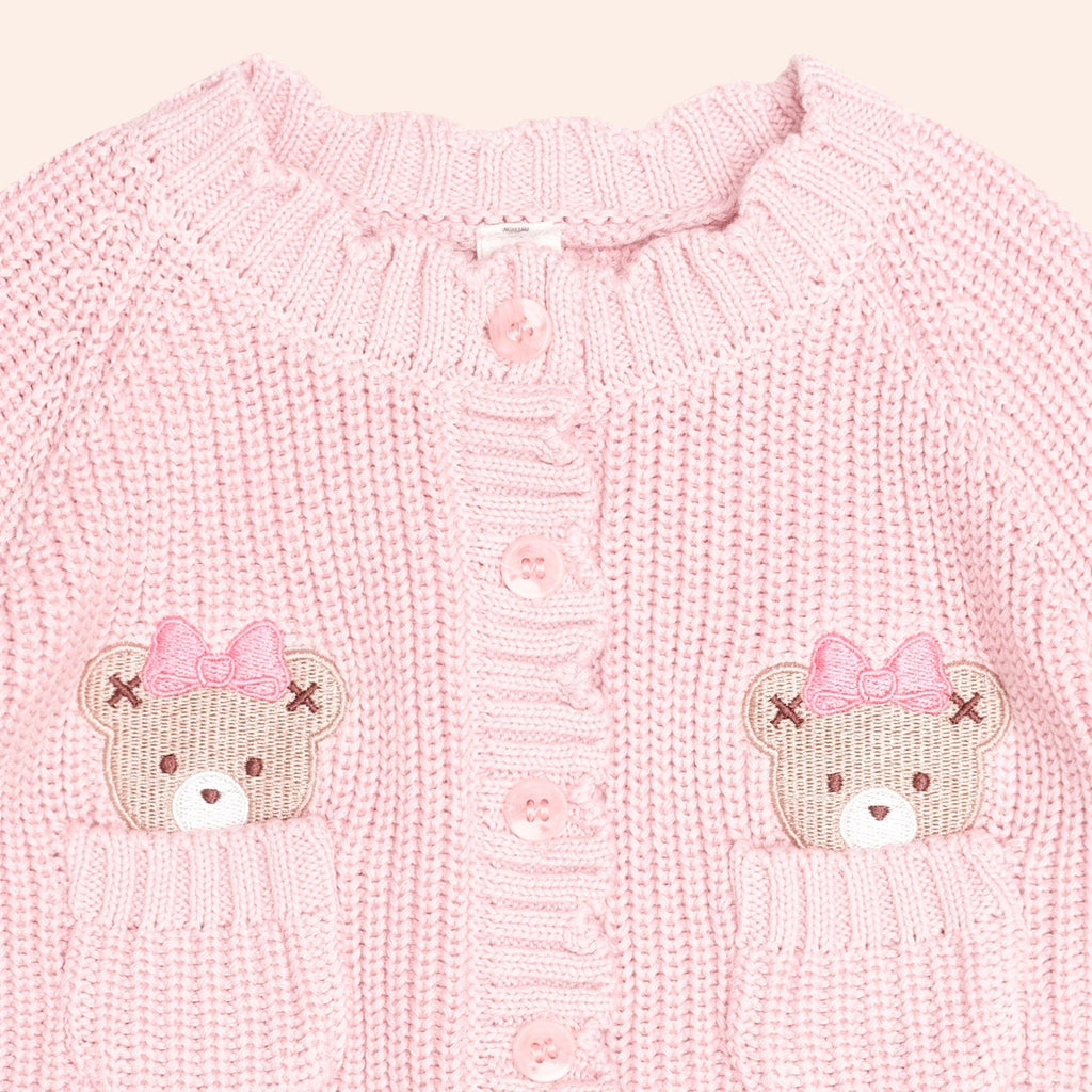 Huxbaby Baby Pink Fisherman Cardi, 3-6M - Image 3