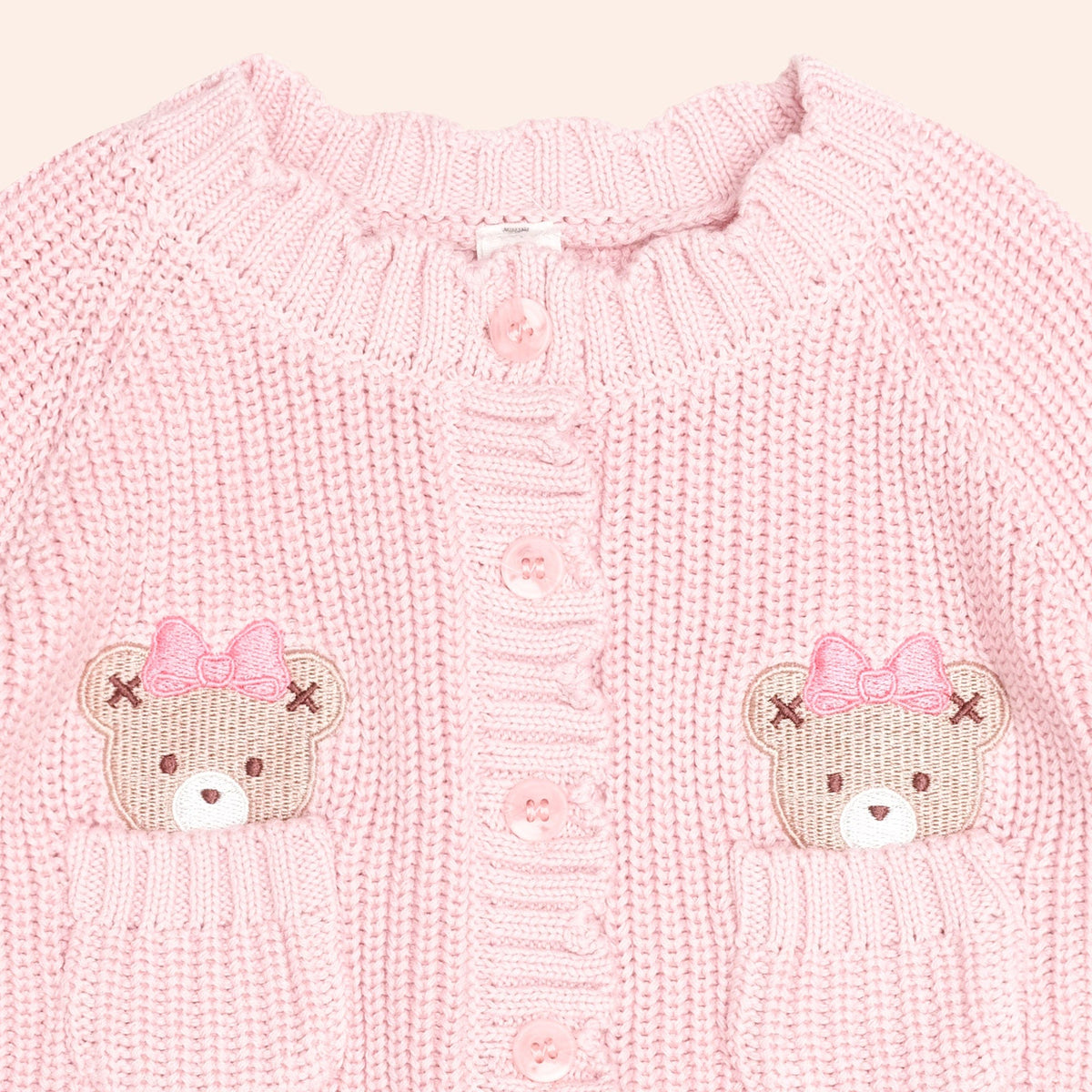 Huxbaby Baby Pink Fisherman Cardi, 3-6M - Image 3