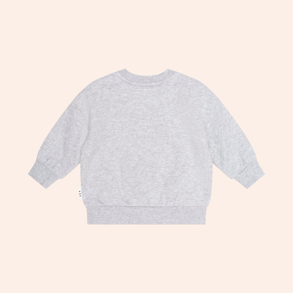 Huxbaby Furry Huxbear Sweatshirt – Grey Marle, 6-12M - Image 2