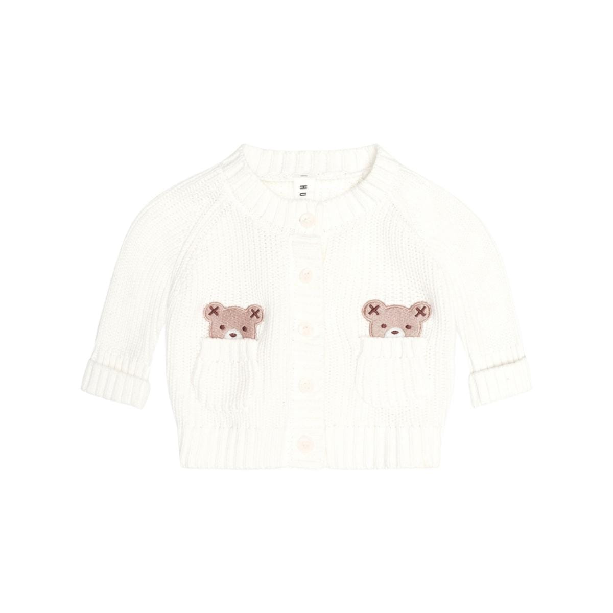 Huxbaby Peekaboo Hux Cardi – Almond Milk, 0-3M