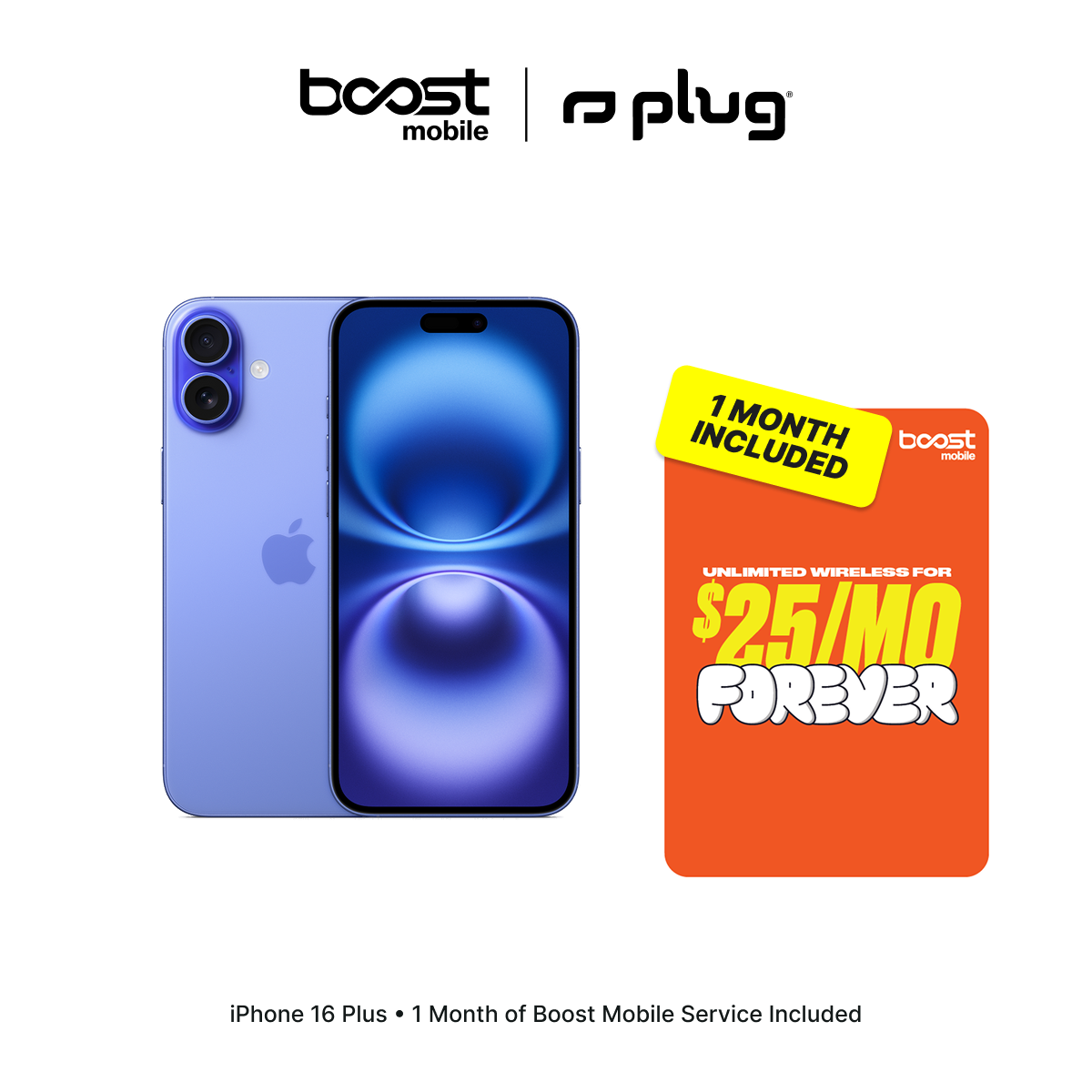iPhone 16 Plus Connected Pack (Unlocked) + 1 Month Boost Mobile