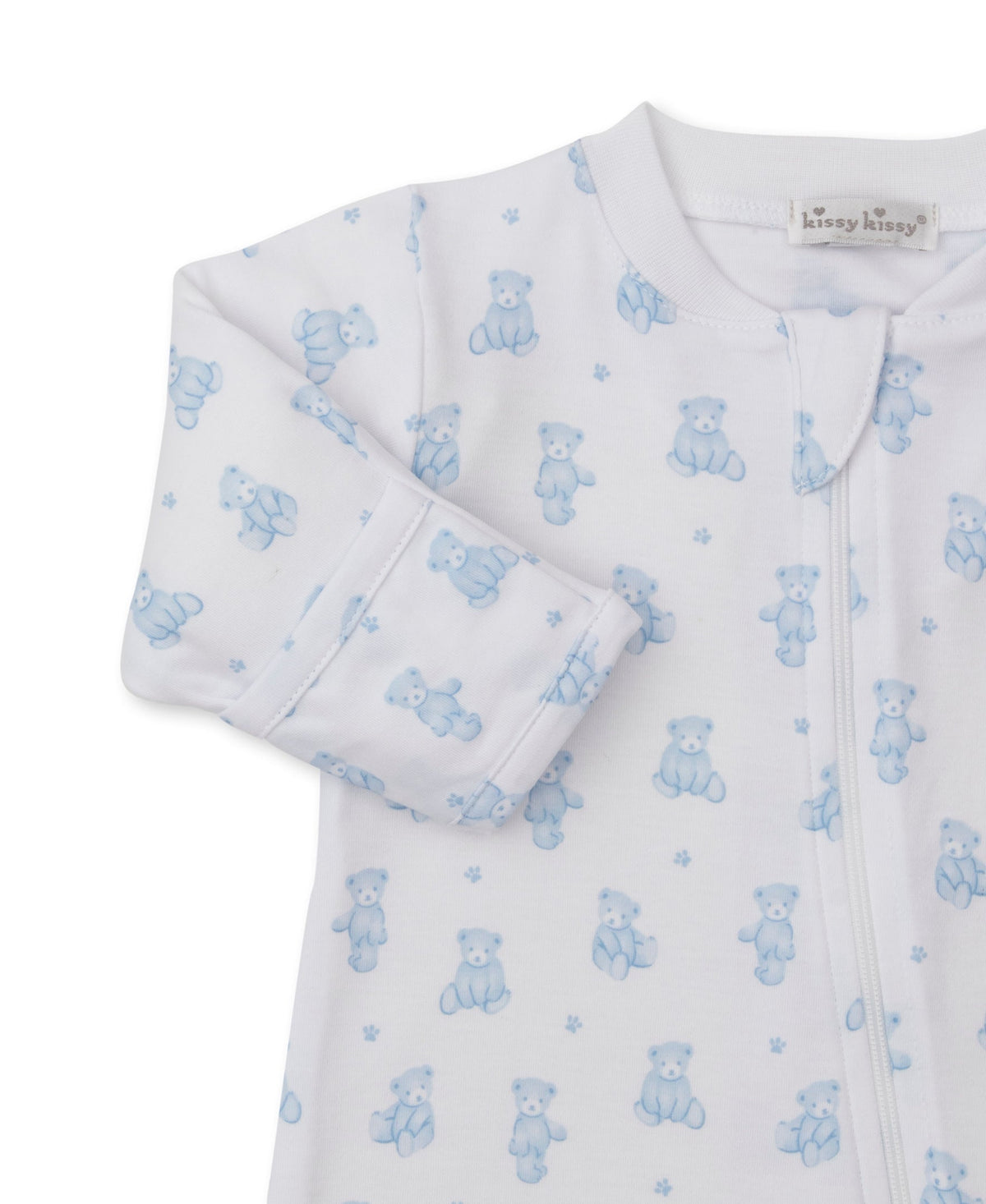 Kissy Kissy Footie w/ Zip - Teddy Bears, Light Blue, 3-6M - Image 2