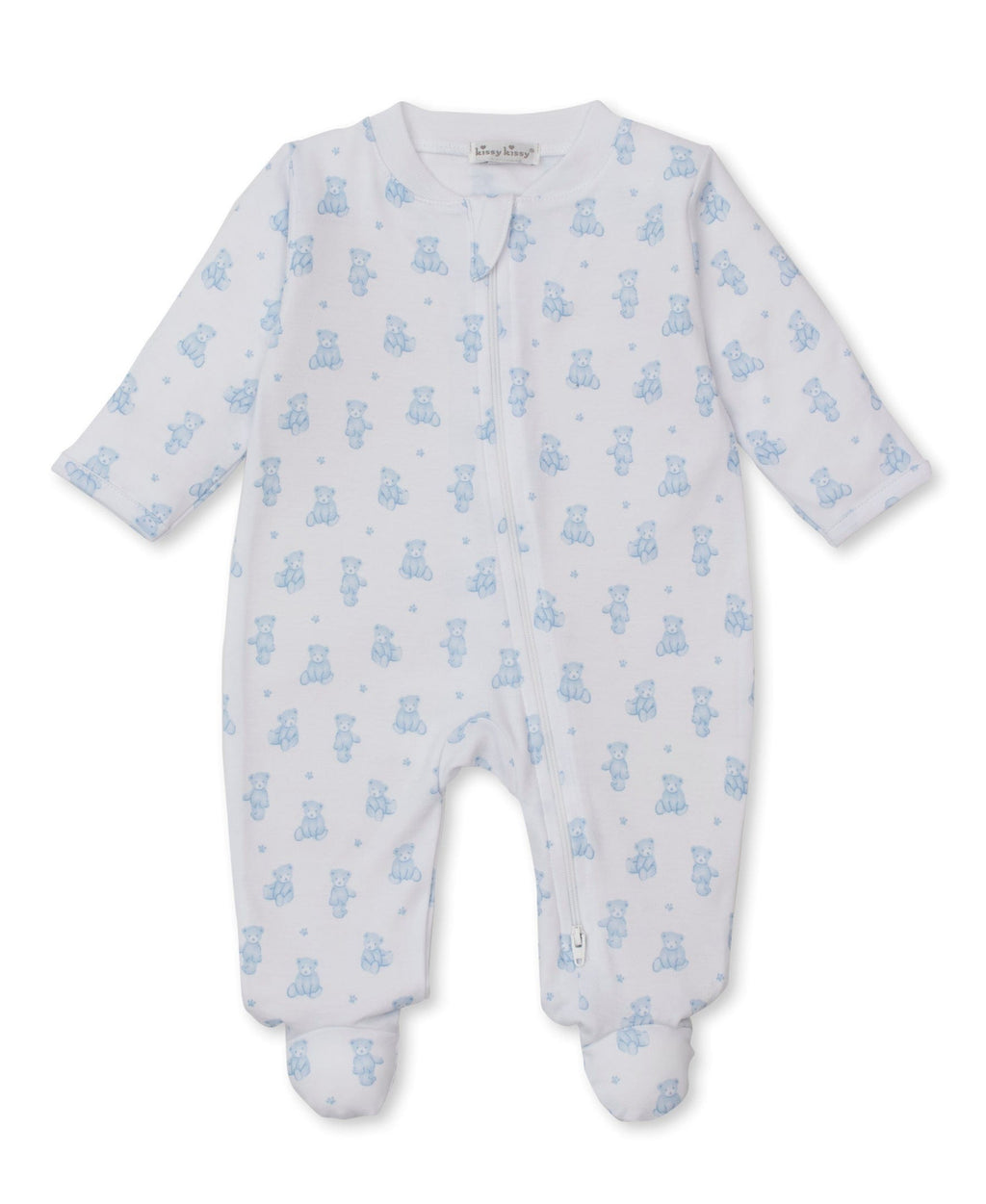 Kissy Kissy Footie w/ Zip - Teddy Bears, Light Blue, Newborn