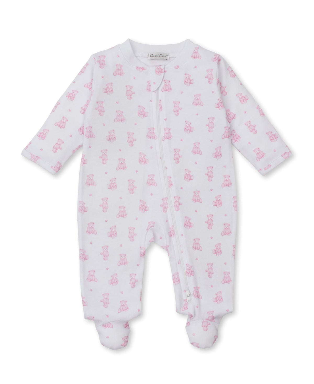 Kissy Kissy Footie w/ Zip - Teddy Bears, Pink, 3-6M