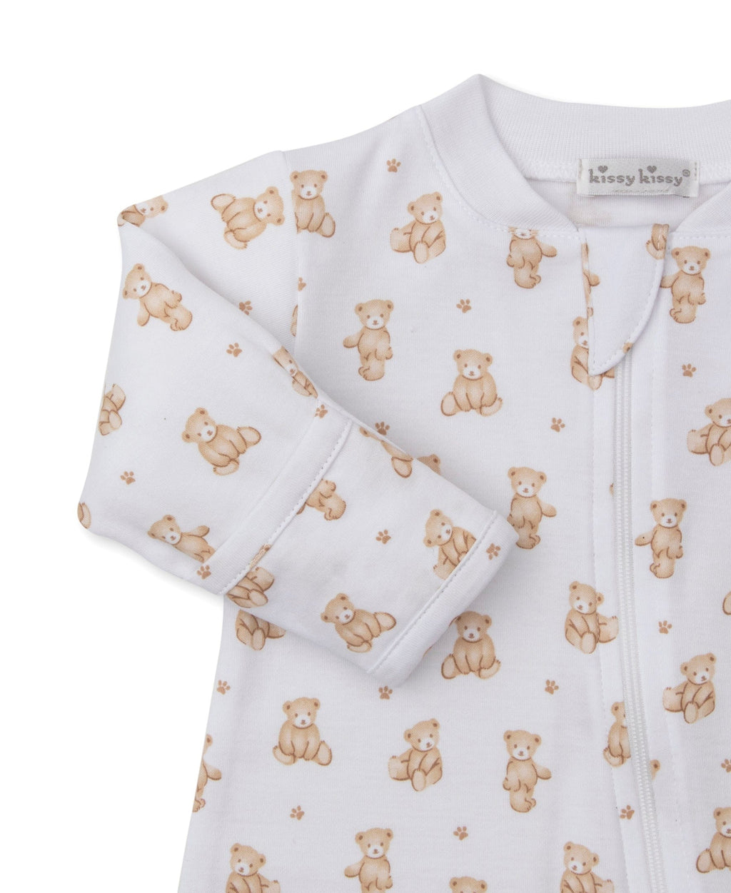 Kissy Kissy Footie w/ Zip - Teddy Bears, Tan, 3-6M - Image 2