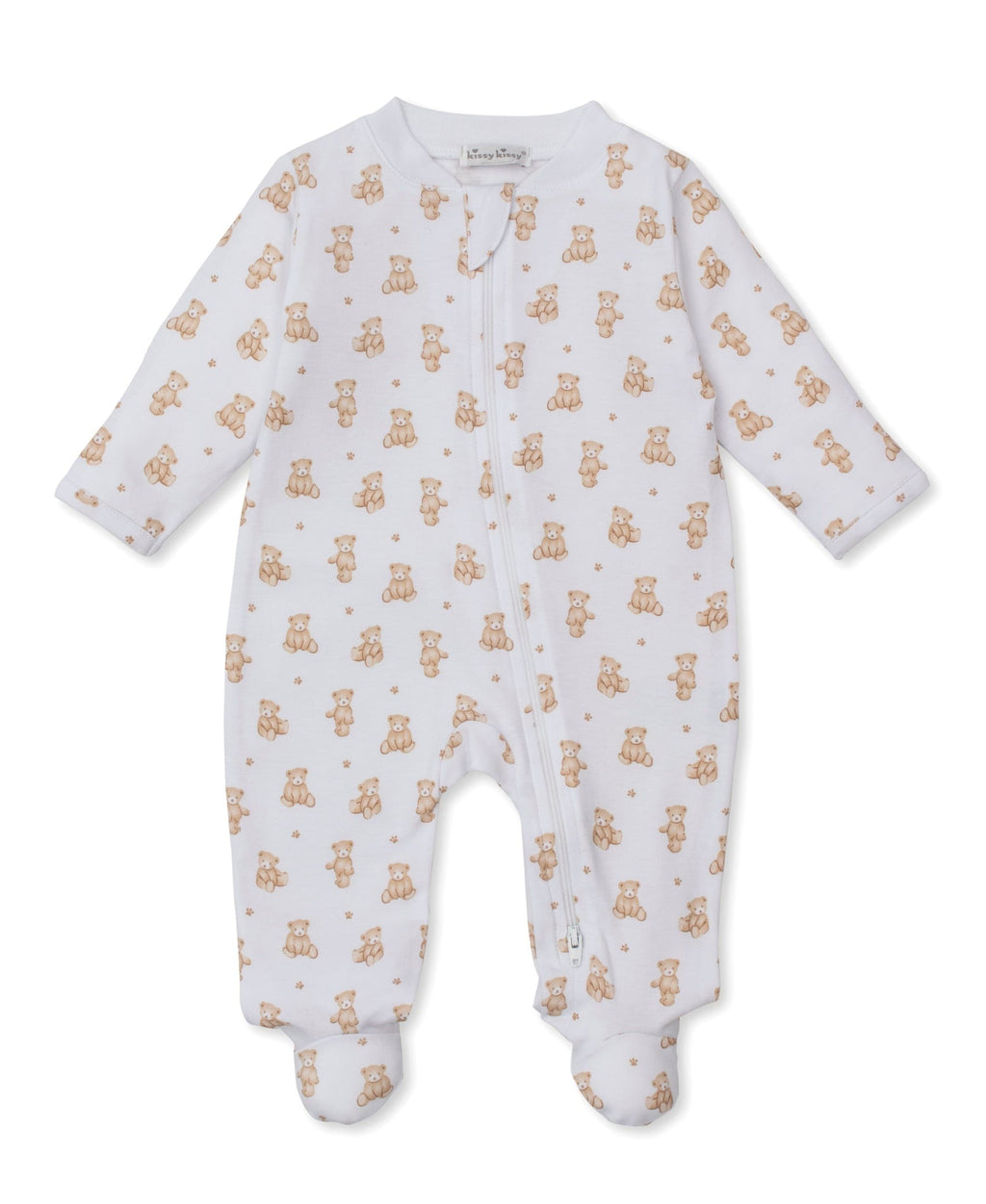 Kissy Kissy Footie w/ Zip - Teddy Bears, Tan, Newborn