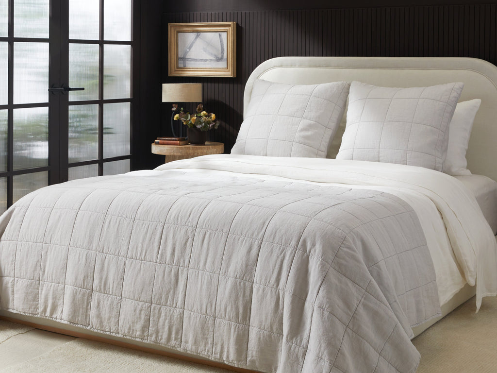 Linen Box Quilted Euro Sham - FINAL SALE (Fog) - Image 2