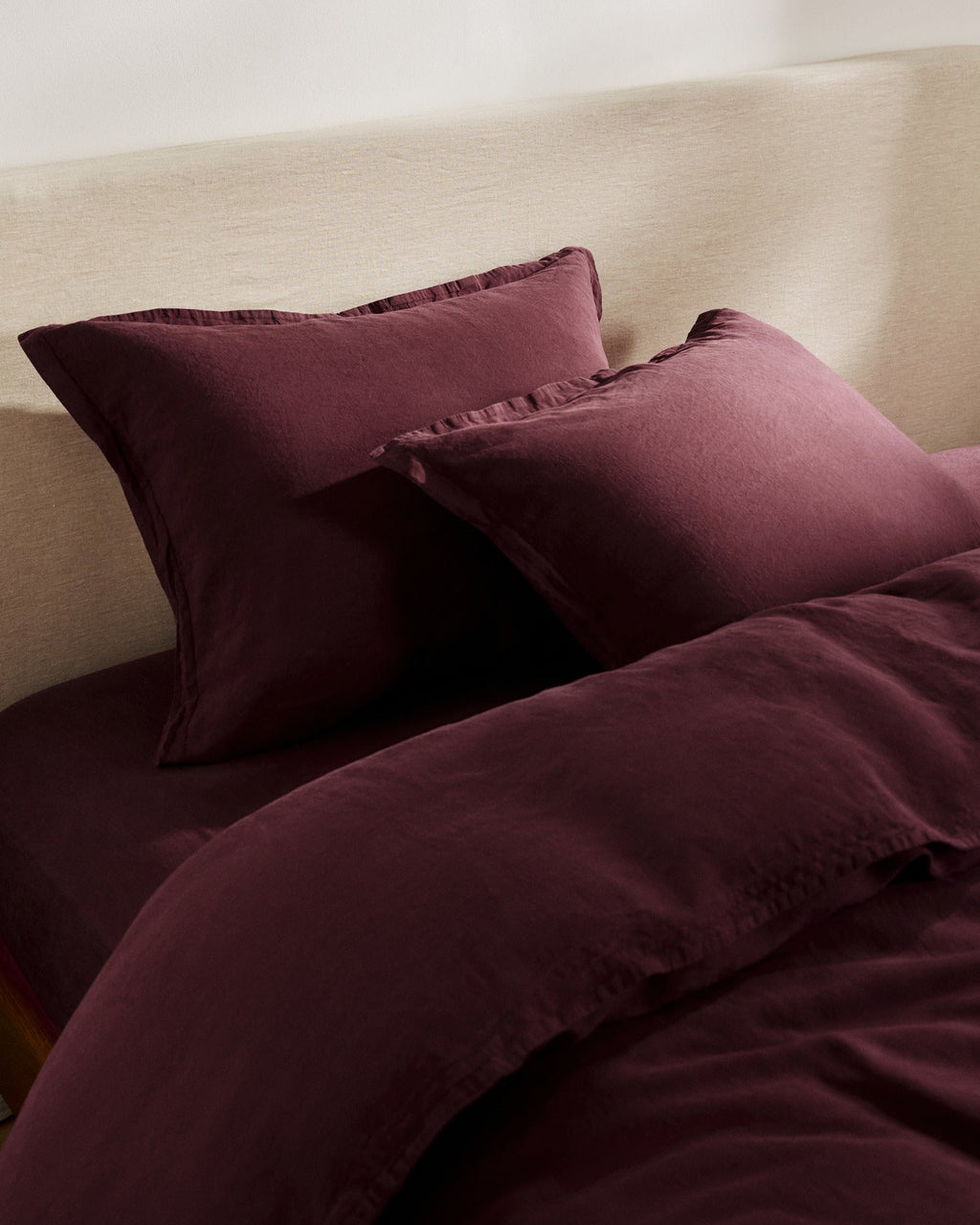 Linen Tencel Duvet Cover Set - Garnet F/Q - Image 2