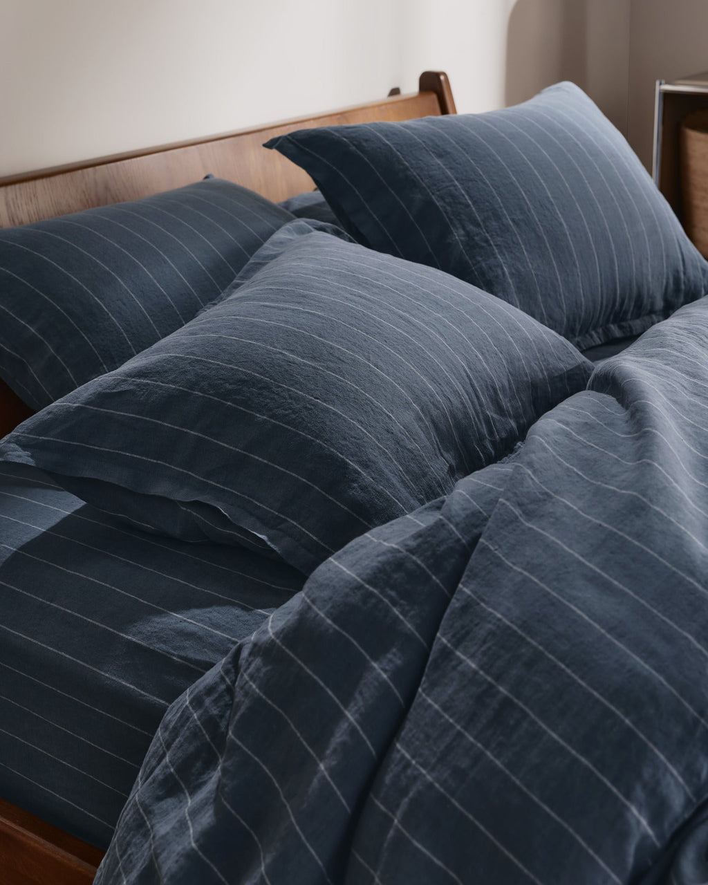 Linen Duvet Cover Set - Dusk Stripe K/CK - Image 4