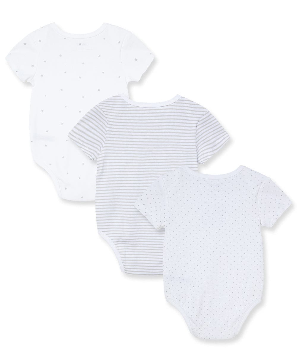 Little Me Welcome to the World 3-Pack Bodysuits - White Print, NB - Image 2