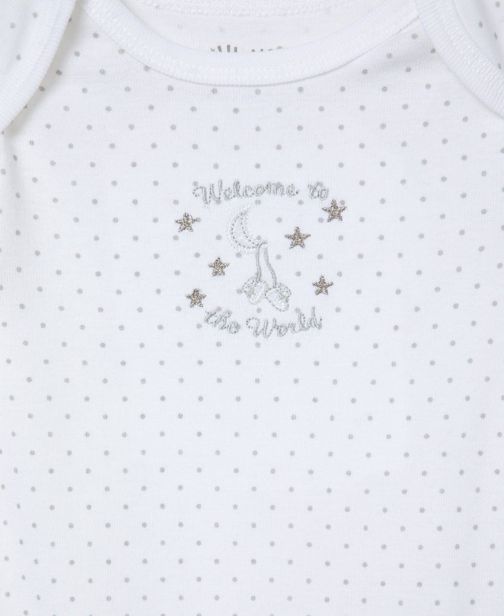 Little Me Welcome to the World 3-Pack Bodysuits - White Print, NB - Image 3