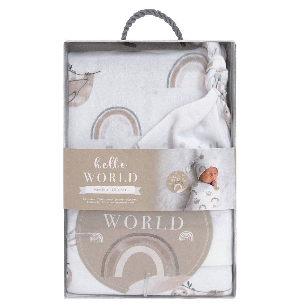 Living Textiles Hello World Gift Set - Rainbow Sloth