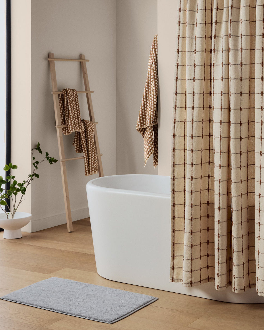 Organic Oasis Shower Curtain (Natural and Tobacco) - Image 4