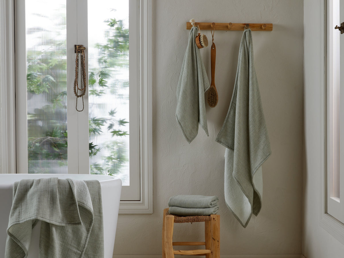 Organic Gauze Terry Towels - FINAL SALE (Moss with Cream) - Image 8