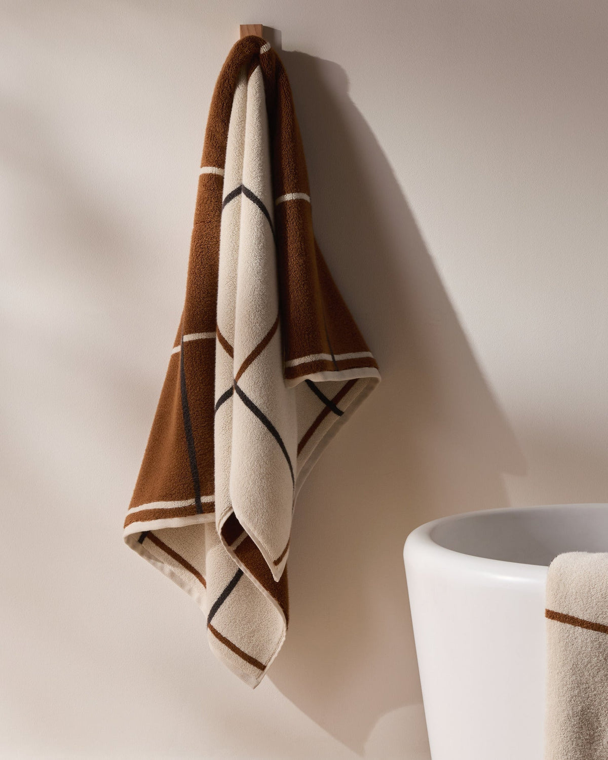 4+4 Organic Plush Bath Bundle - Bone Windowpane - Image 4