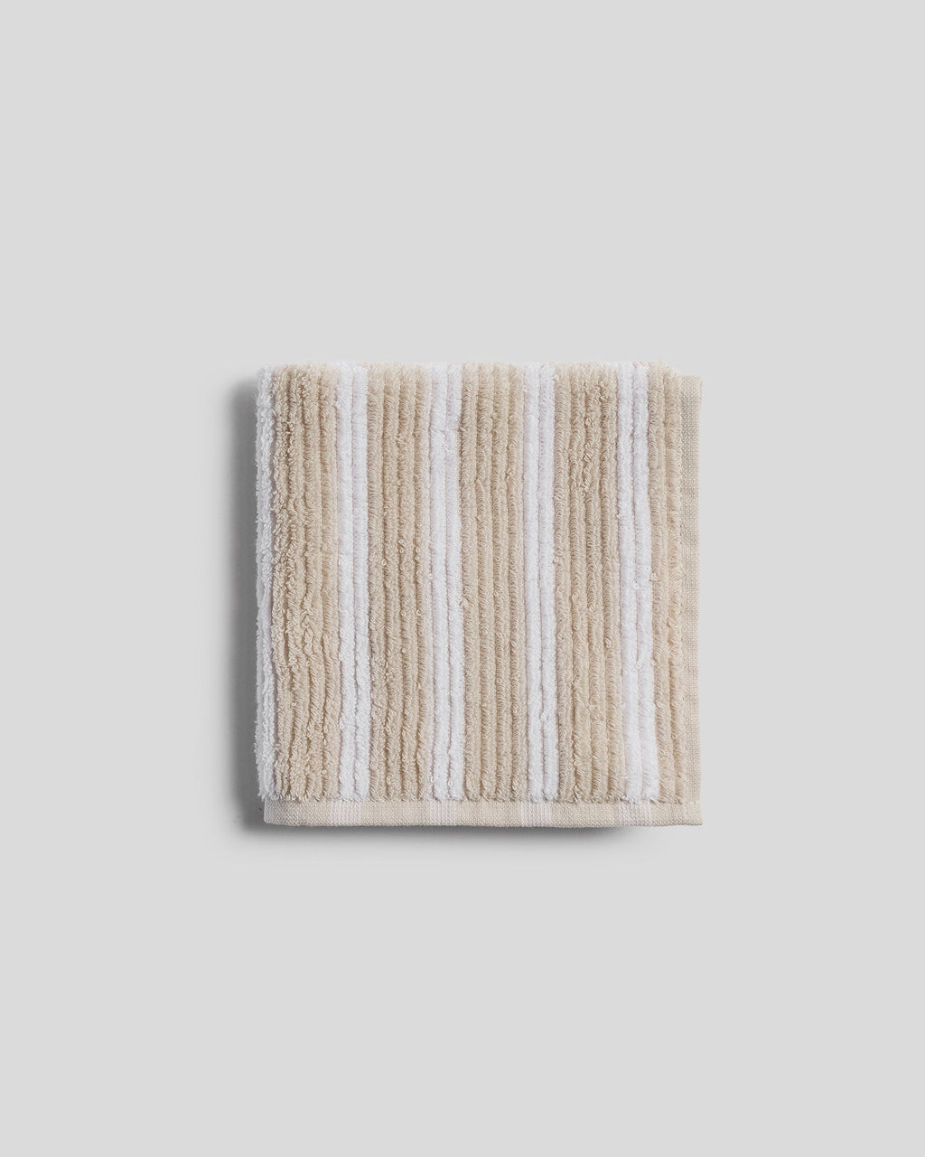 Organic Resort Stripe Towels (Bone with White) - Washcloth