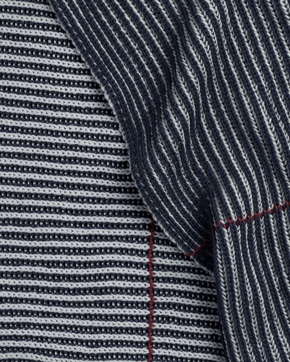 Organic Two Tone Rib Knit Throw (Ink and Sky) - Image 3