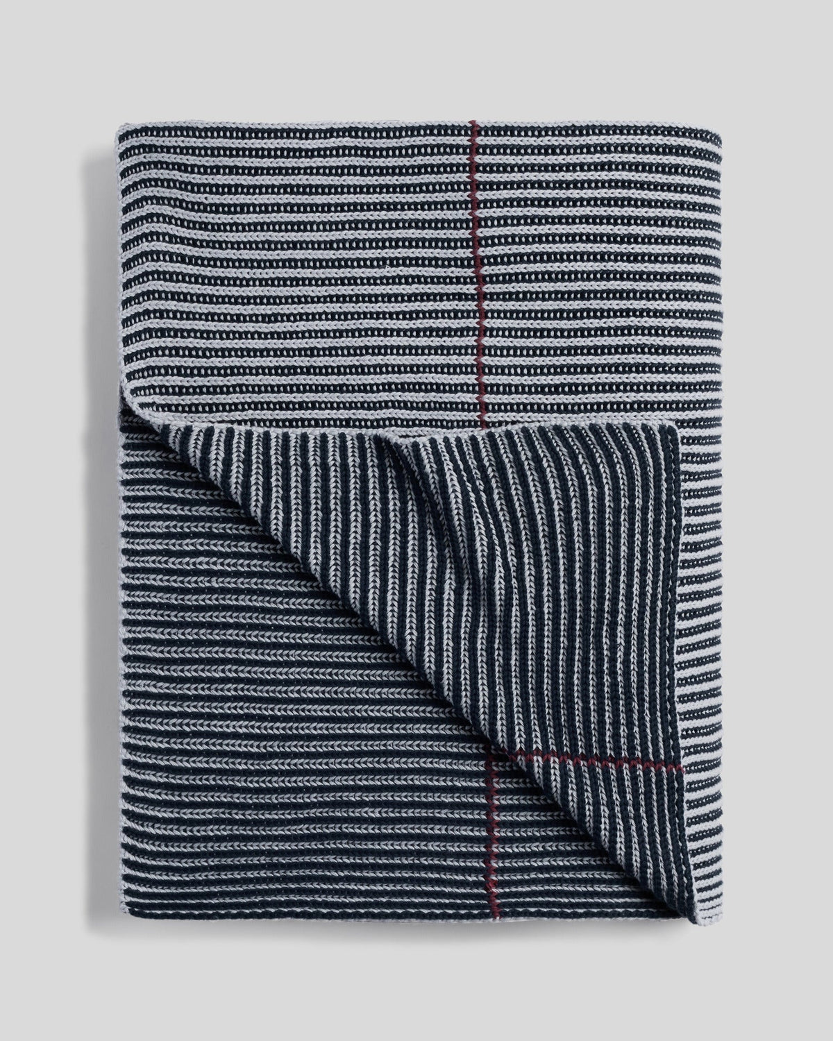 Organic Two Tone Rib Knit Throw (Ink and Sky) - Image 6