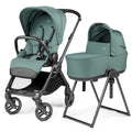 PEG Switch Reversible Handle Stroller + Culla Flex Bassinet With Stand - Jade