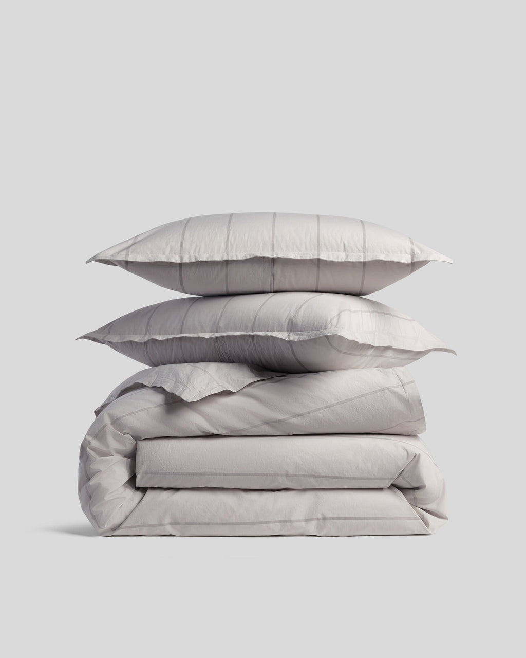 Percale Duvet Cover Set - Pebble Stripe K/CK