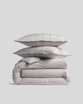 Percale Duvet Cover Set - Pebble Stripe K/CK
