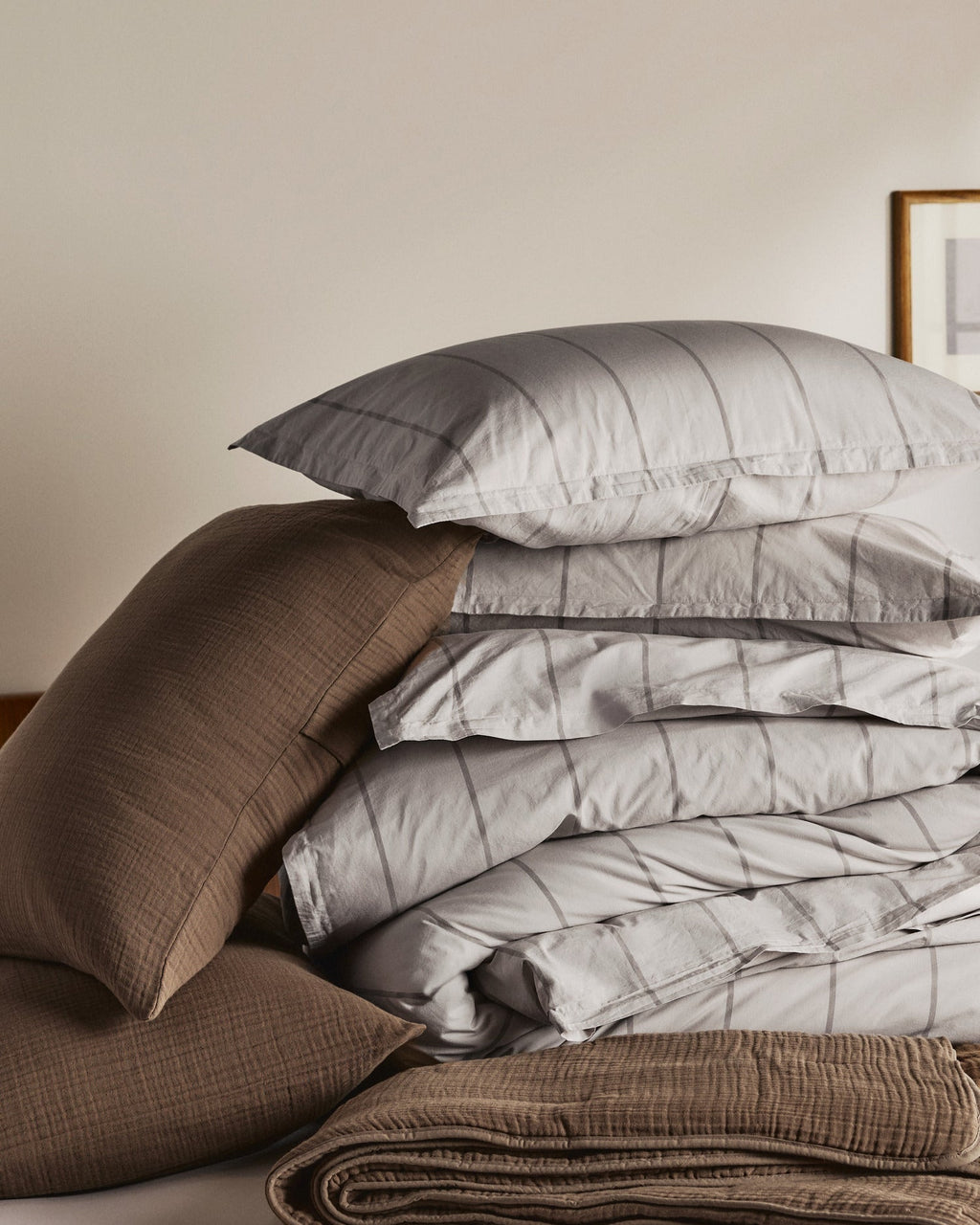 Percale Duvet Cover Set - Pebble Stripe K/CK - Image 2