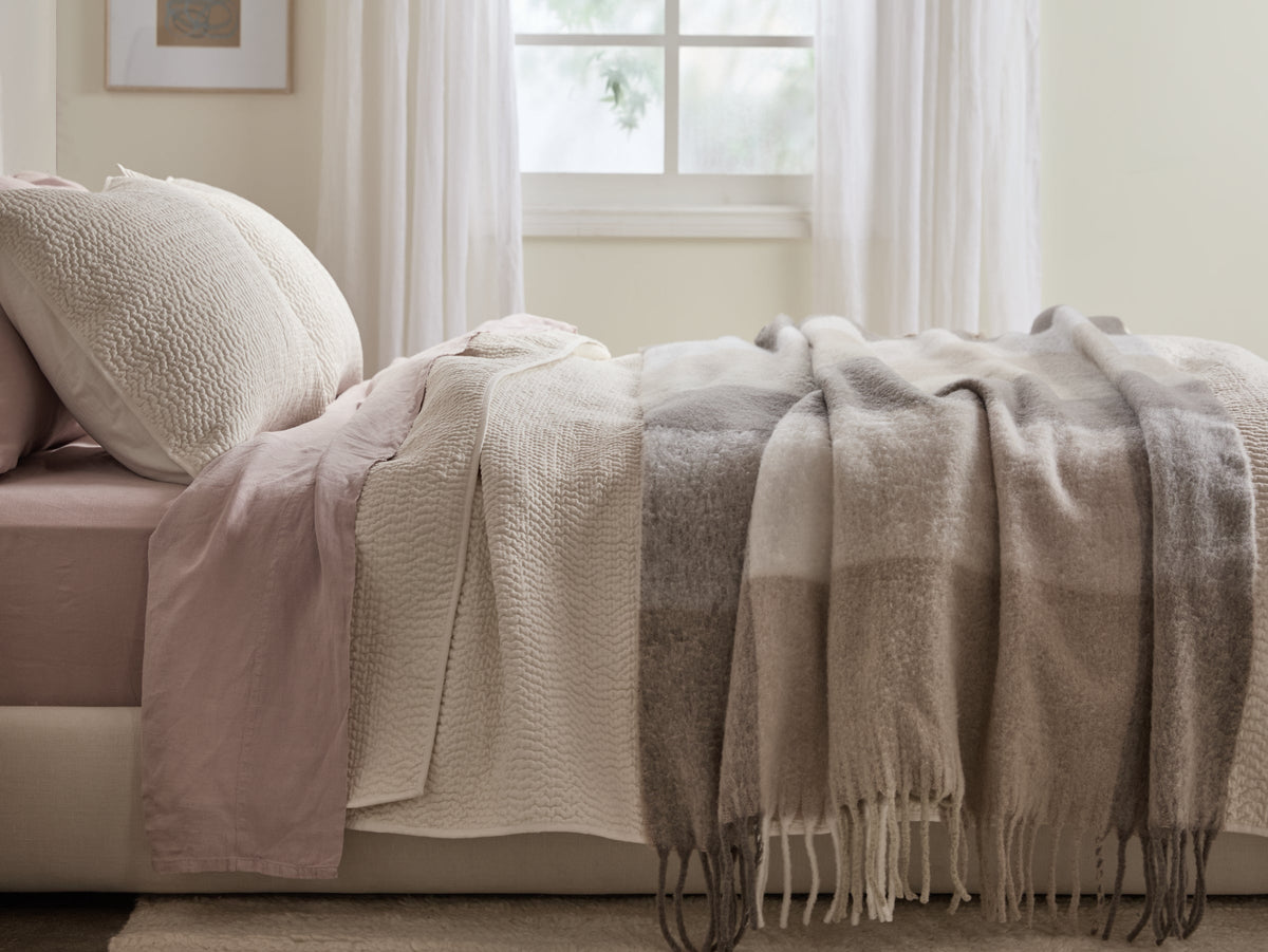 Plaid Wool Alpaca Throw (Natural Plaid) - Image 2