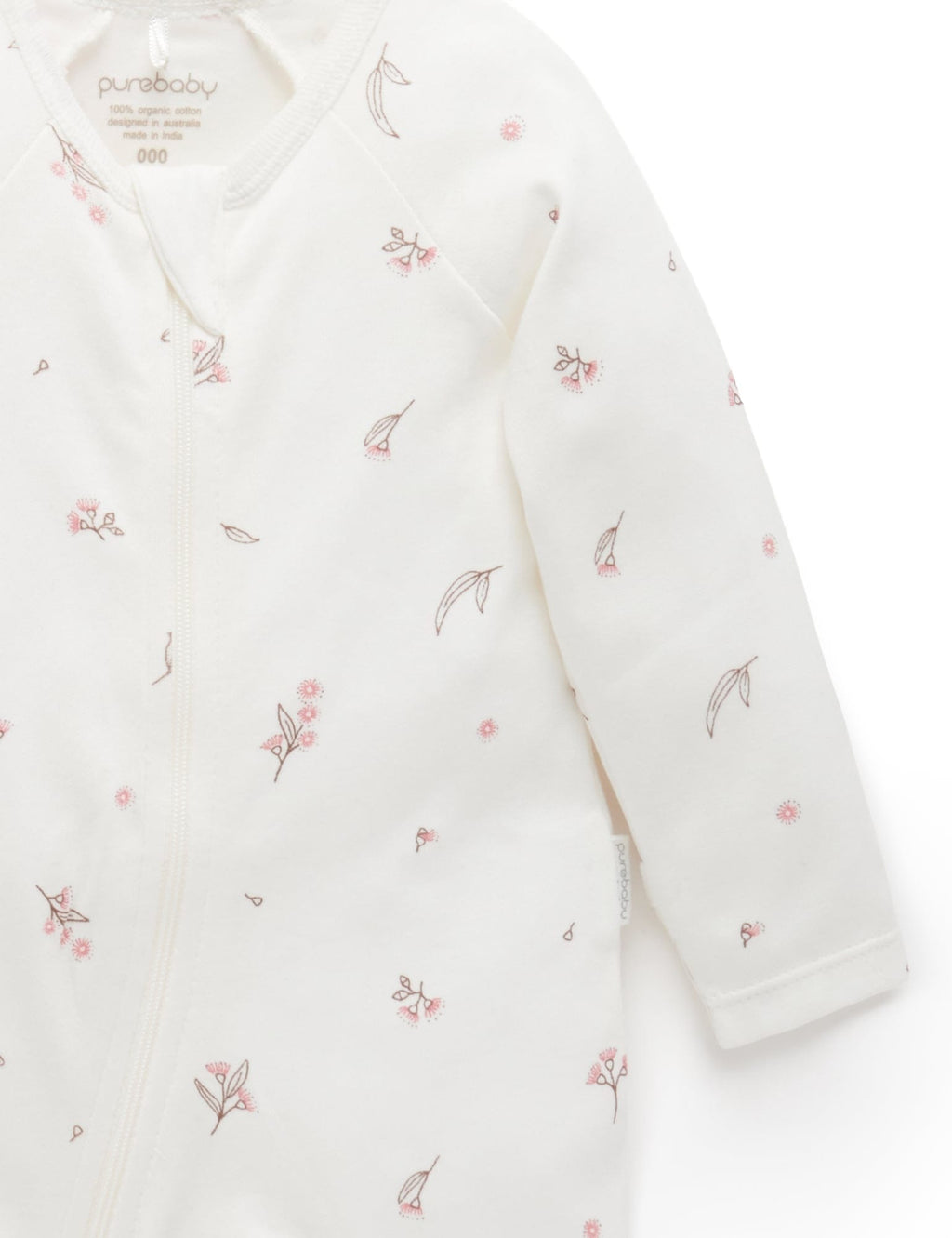 Purebaby 2 Pack Zip Growsuit - Pale Pink Blossom, 0-3M - Image 5