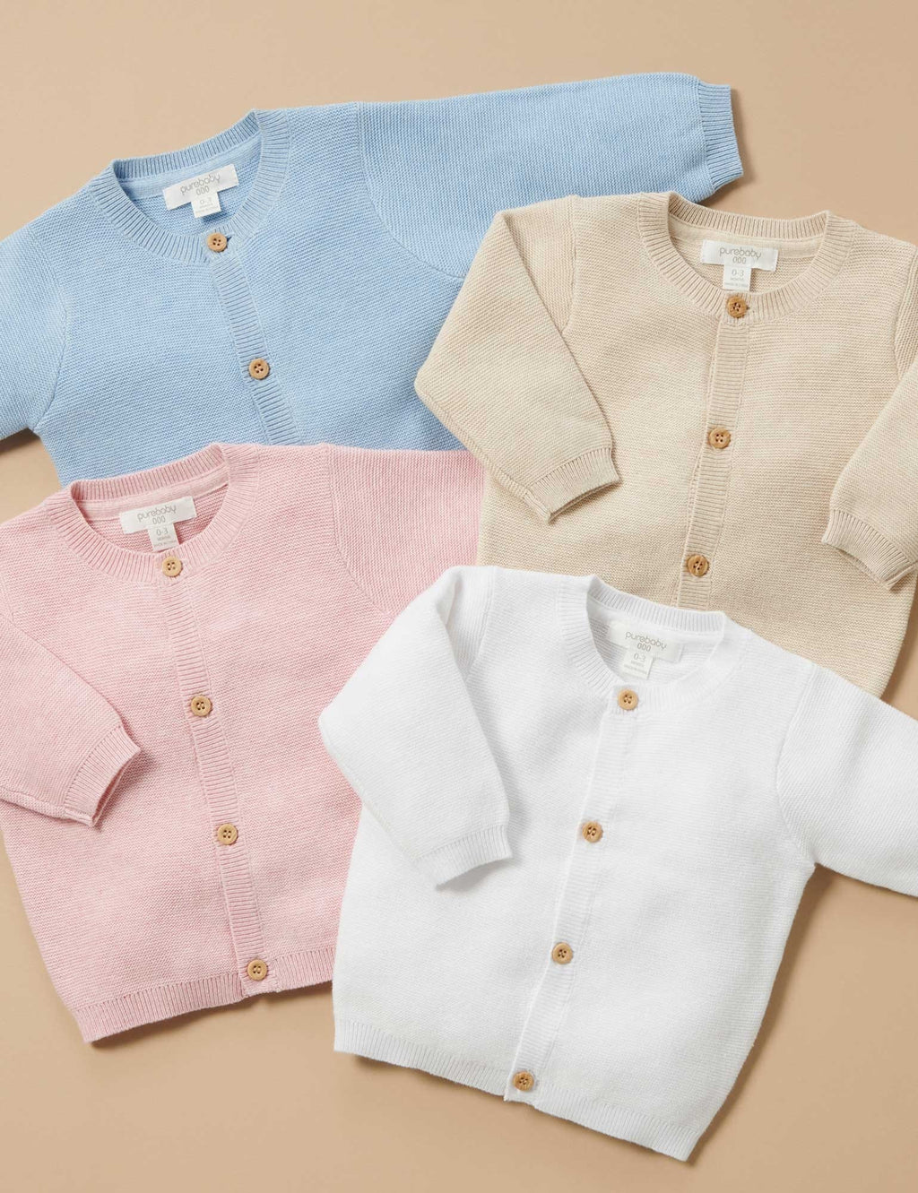 Purebaby Textured Cardigan - Wheat Melange, NB - Image 6