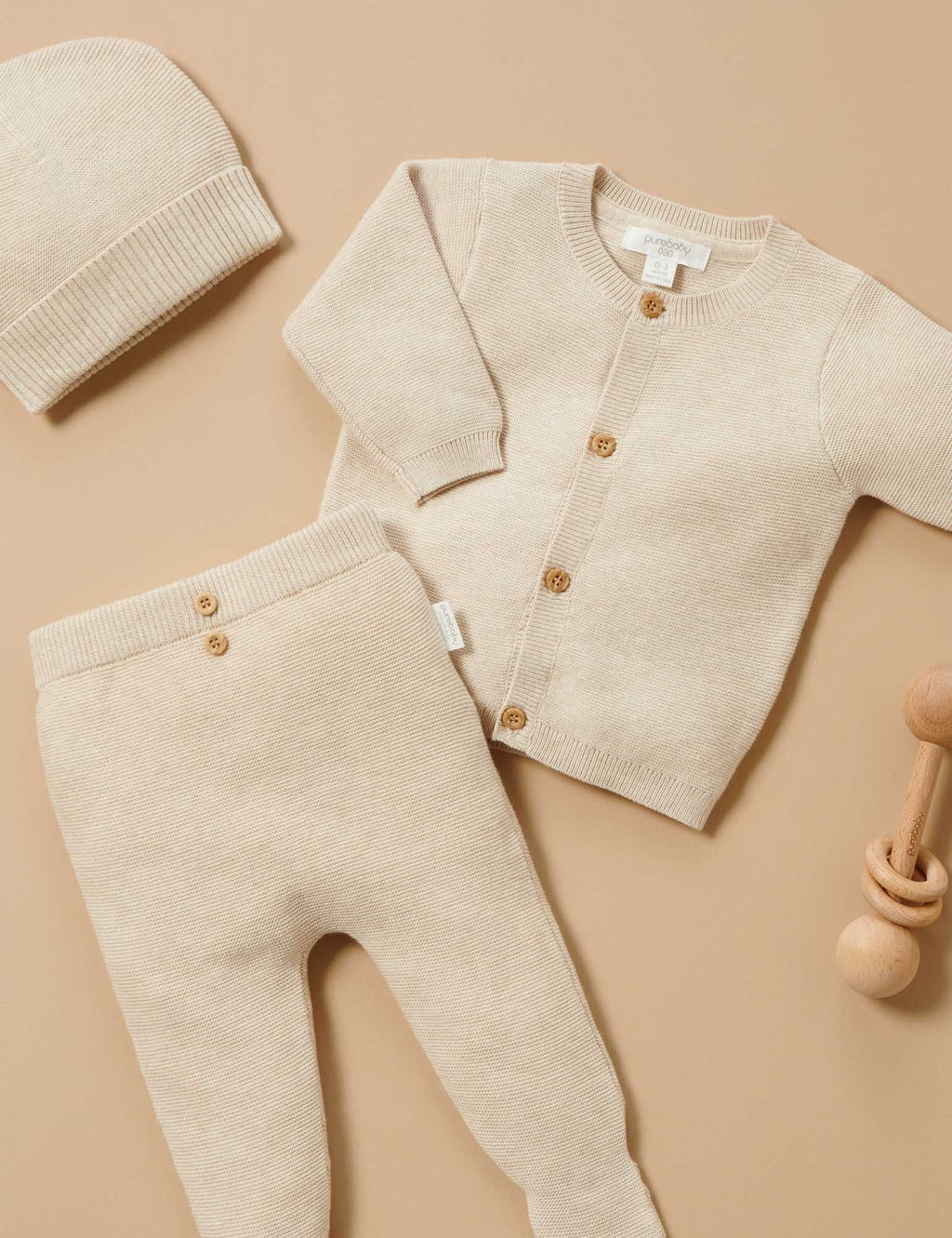 Purebaby Textured Leggings - Wheat Melange, 3-6M - Image 2
