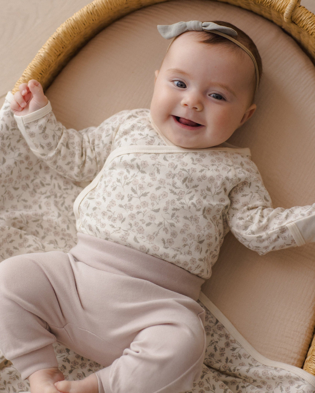 Quincy Mae Side Snap Bodysuit + Pant Set - Floret, 0-3M - Image 3