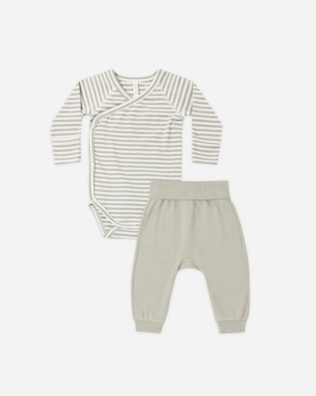 Quincy Mae Side Snap Bodysuit + Pant Set - Laurel Stripe, NB