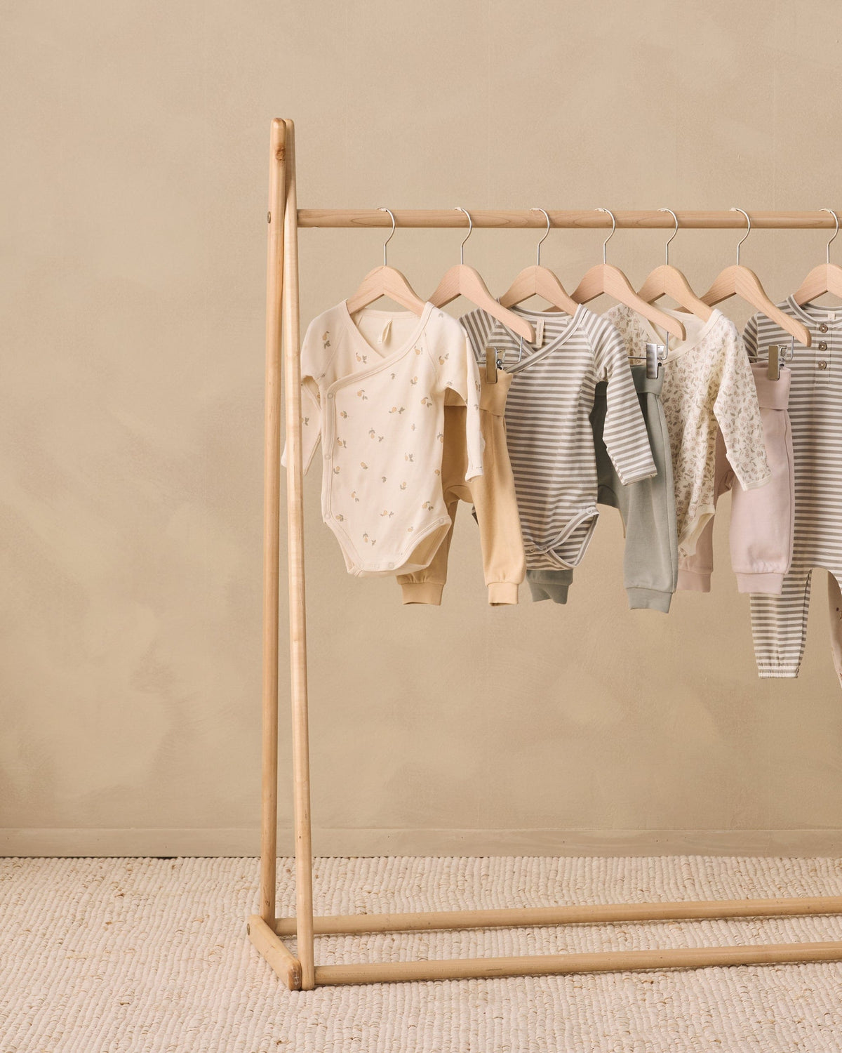 Quincy Mae Side Snap Bodysuit + Pant Set - Laurel Stripe, NB - Image 4