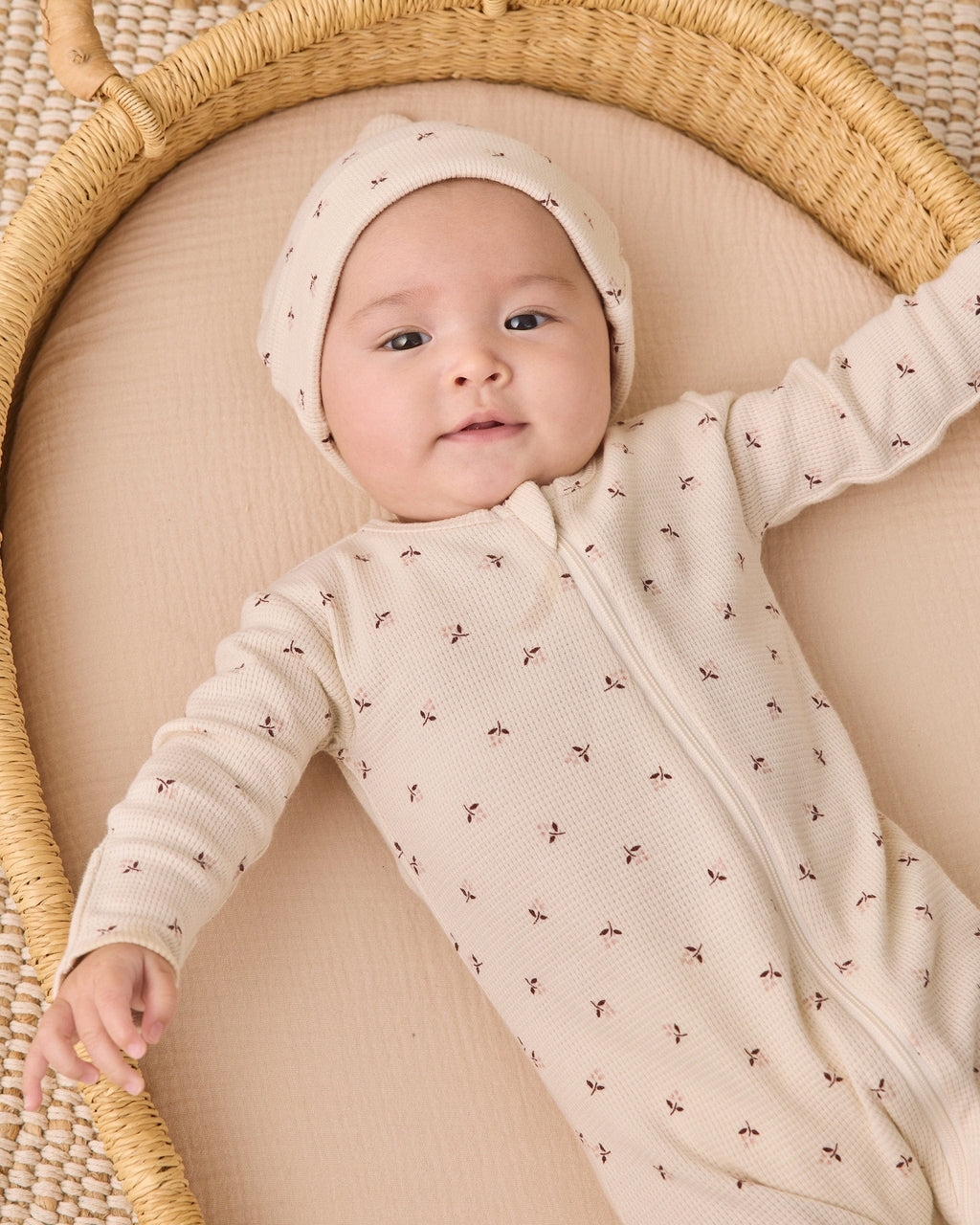 Quincy Mae Waffle Sleep Set - Fall Ditsy, NB - Image 4