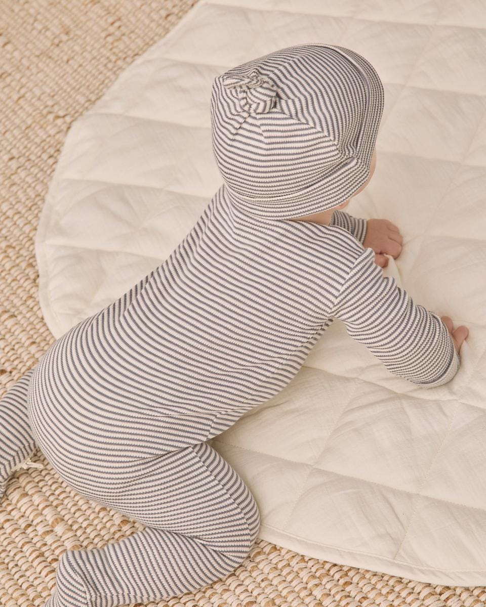Quincy Mae Waffle Sleep Set - Midnight Microstripe, NB - Image 5