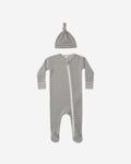 Quincy Mae Waffle Sleep Set - Midnight Microstripe, NB