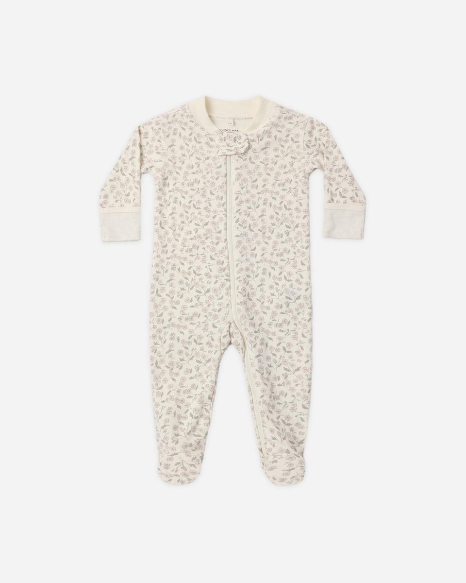 Quincy Mae Zip Long Sleeve Sleeper Footie - Floret, 0-3M - Image 7