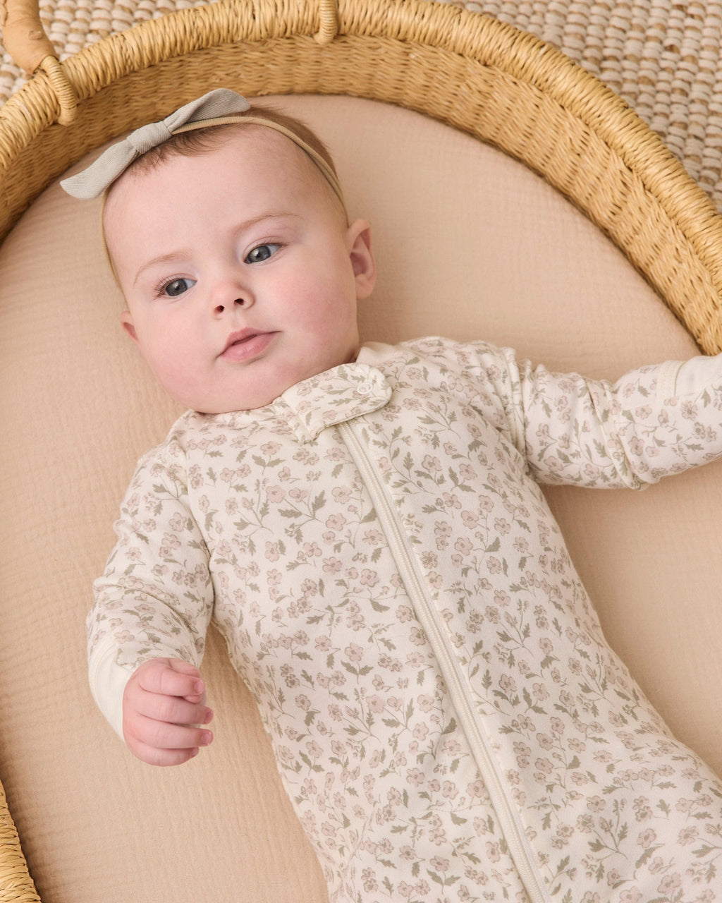 Quincy Mae Zip Long Sleeve Sleeper Footie - Floret, 0-3M - Image 4