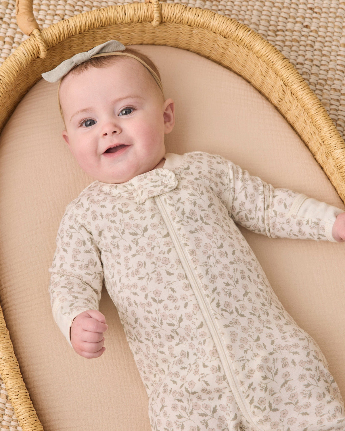 Quincy Mae Zip Long Sleeve Sleeper Footie - Floret, 0-3M - Image 2